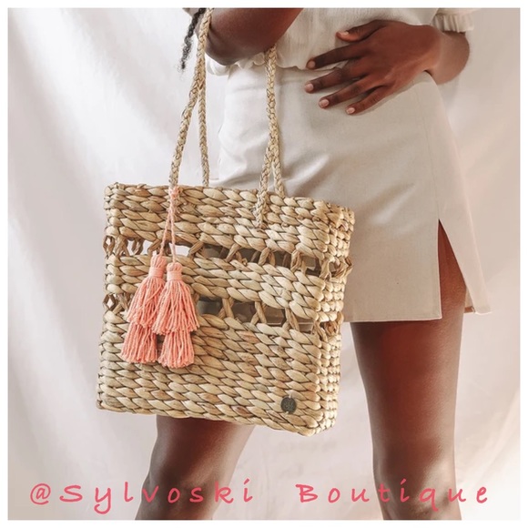 🔥Billabong Wild Heart Beige Woven Handbag NWT - Picture 2 of 8